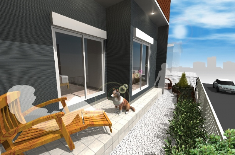 大岡屋上付き戸建てプラン　外観パース⑥ (640x423)
